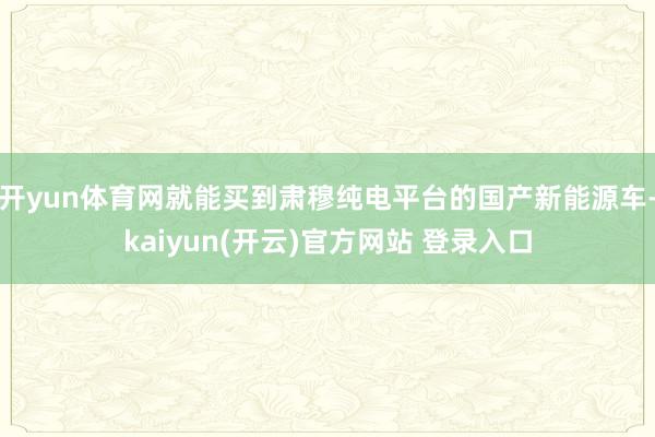 开yun体育网就能买到肃穆纯电平台的国产新能源车-kaiyun(开云)官方网站 登录入口