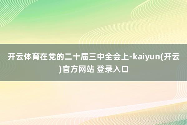 开云体育在党的二十届三中全会上-kaiyun(开云)官方网站 登录入口