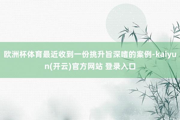 欧洲杯体育最近收到一份挑升旨深嗜的案例-kaiyun(开云)官方网站 登录入口