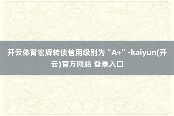 开云体育宏辉转债信用级别为“A+”-kaiyun(开云)官方网站 登录入口