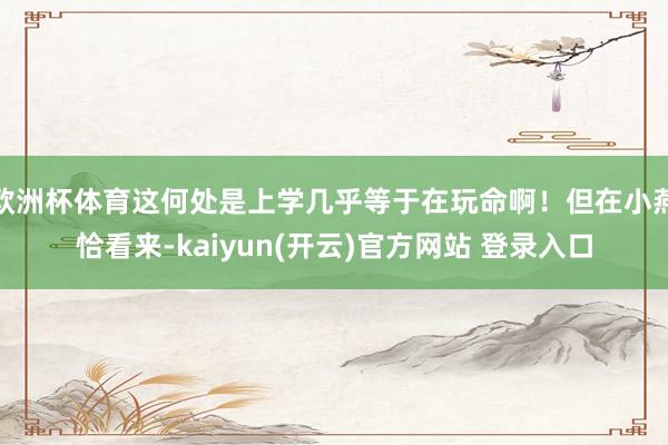 欧洲杯体育这何处是上学几乎等于在玩命啊！但在小燕恰看来-kaiyun(开云)官方网站 登录入口