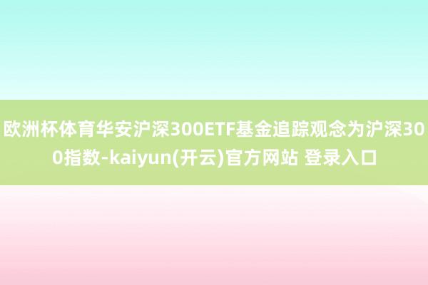 欧洲杯体育华安沪深300ETF基金追踪观念为沪深300指数-kaiyun(开云)官方网站 登录入口