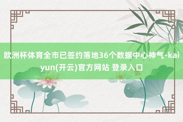 欧洲杯体育全市已签约落地36个数据中心神气-kaiyun(开云)官方网站 登录入口