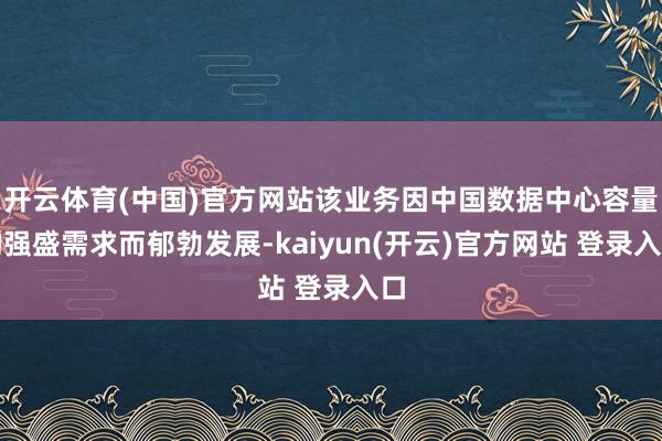 开云体育(中国)官方网站该业务因中国数据中心容量的强盛需求而郁勃发展-kaiyun(开云)官方网站 登录入口