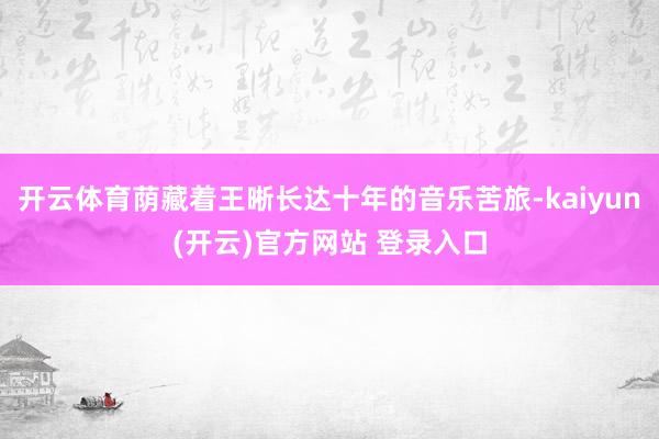 开云体育荫藏着王晰长达十年的音乐苦旅-kaiyun(开云)官方网站 登录入口