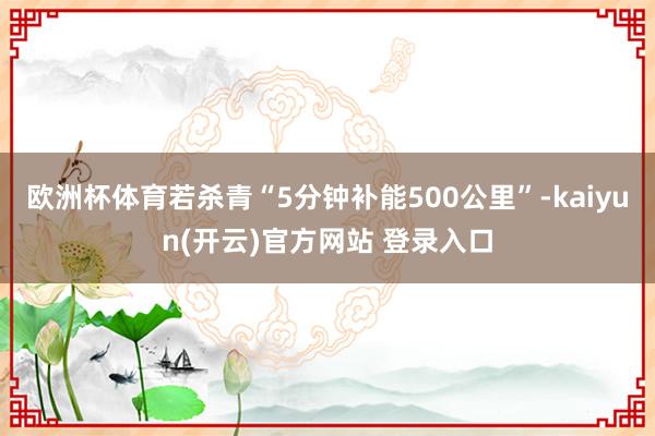 欧洲杯体育若杀青“5分钟补能500公里”-kaiyun(开云)官方网站 登录入口