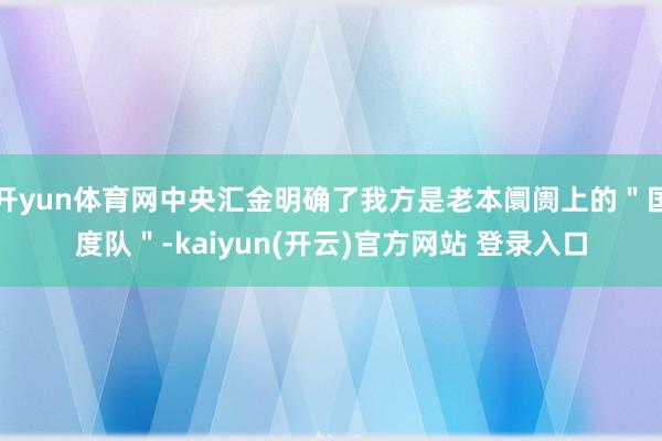开yun体育网中央汇金明确了我方是老本阛阓上的＂国度队＂-kaiyun(开云)官方网站 登录入口