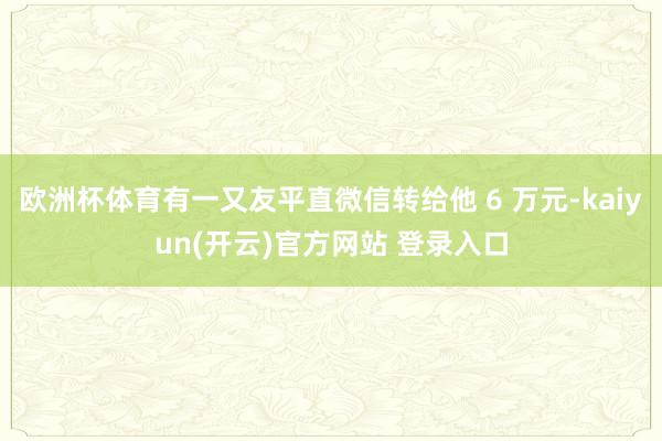 欧洲杯体育有一又友平直微信转给他 6 万元-kaiyun(开云)官方网站 登录入口