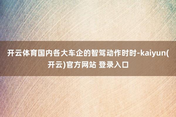 开云体育国内各大车企的智驾动作时时-kaiyun(开云)官方网站 登录入口