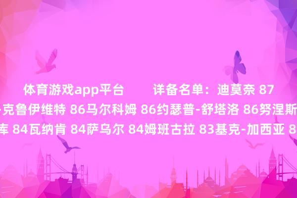 体育游戏app平台        详备名单：迪莫奈 87梅勒 87图恩 86尤斯廷-克鲁伊维特 86马尔科姆 86约瑟普-舒塔洛 86努涅斯 85奥尔索里尼 84多库 84瓦纳肯 84萨乌尔 84姆班古拉 83基克-加西亚 83博阿杜 83巴雷罗 83菲利普-克拉采夫 83穆萨-塔马里 83特拉福德 83巴特切巴-路易 83卡尔斯 83吉戈 83拉斯穆斯-克里斯滕森 83-kaiyun(开云)官方