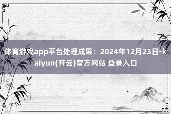 体育游戏app平台处理成果：2024年12月23日-kaiyun(开云)官方网站 登录入口